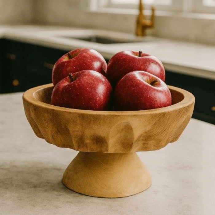 קערה על רגל- עץ טיק