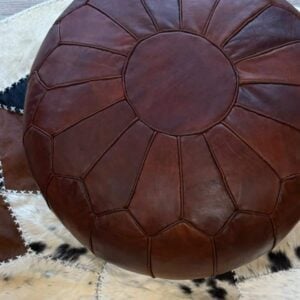 פוף עור מרוקאי - חום כהה