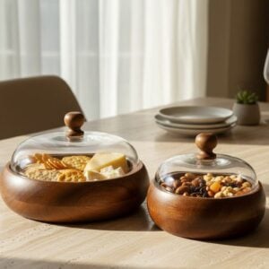 קערת אירוח עם מכסה זכוכית