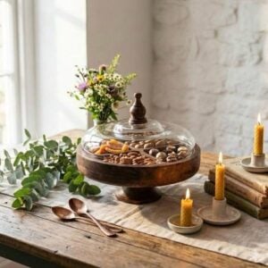 פעמון בסיס עץ מכסה זכוכית - מחולק